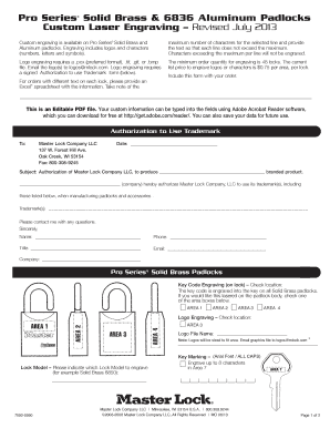 Master Lock Custom Engraving Form