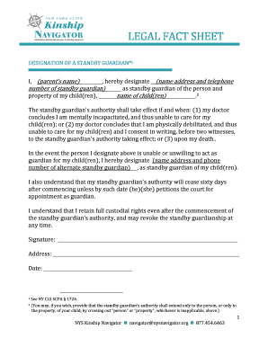 Designation of Standby Guardian Form
