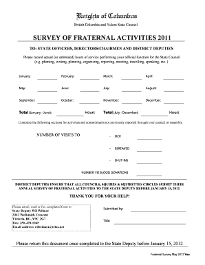 Knights of Columbus Survey of Fraternal Activities