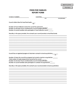 Food for Families Report Form