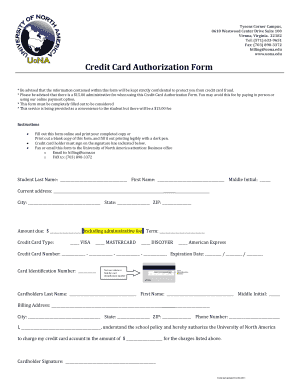 Credit Card Authorization Form