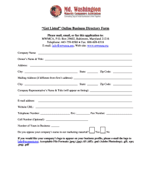 Online Business Directory Application Form