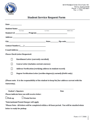 Student Service Request Form