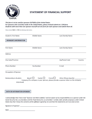 Statement of Financial Support