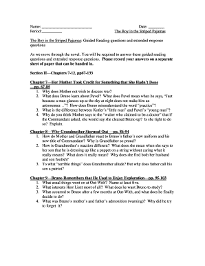 The Boy in the Striped Pajamas Guided Reading Questions