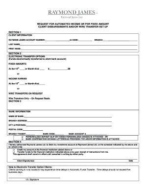 Raymond James Client Disbursement Form