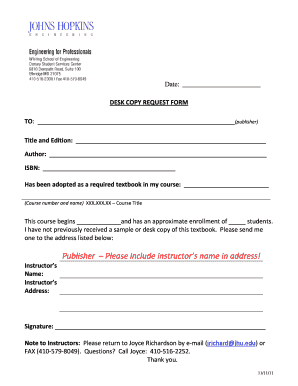 Desk Copy Request Form