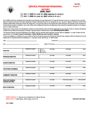 Service Program Personnel Reporting Form
