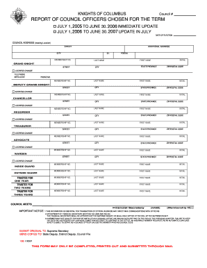 Knights of Columbus Council Officer Report