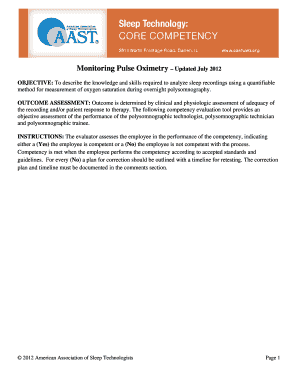 Pulse Oximetry Monitoring Competency Evaluation