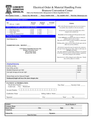 Electrical Order Form