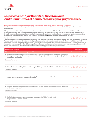 Board of Directors and Audit Committee Self-Assessment for Banks