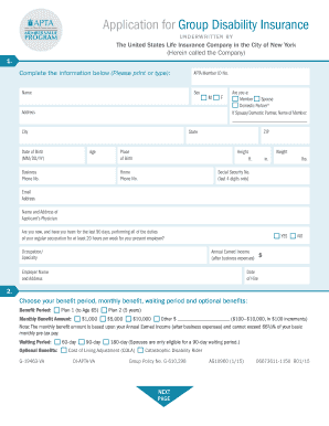 Group Disability Insurance Application