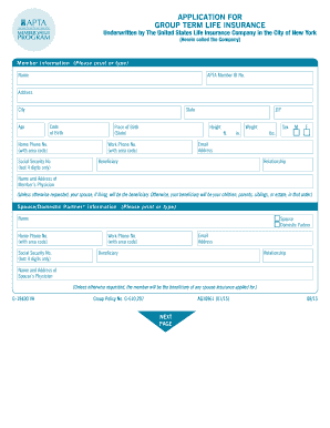 Group Term Life Insurance Application