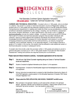 Minnesota Post-Secondary Enrollment Options Application