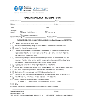 Blue Cross Blue Shield Care Management Referral Form