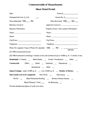 Massachusetts Sheet Metal Permit