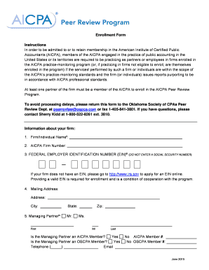 AICPA Peer Review Enrollment Form