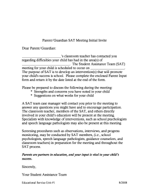 Parent SAT Meeting Initial Invite