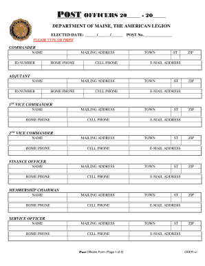 American Legion Post Officers Form
