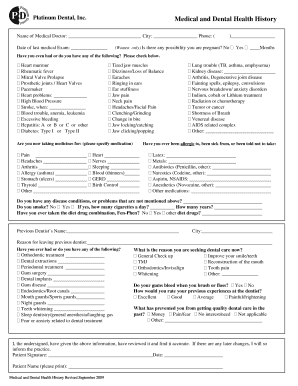 Medical and Dental Health History Form