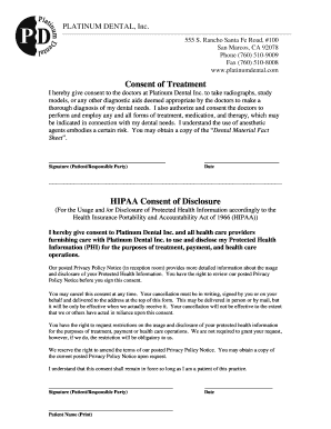 Platinum Dental Consent Forms