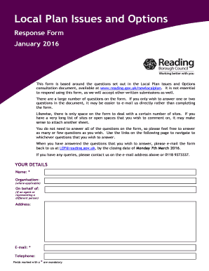 Local Plan Issues and Options Response Form