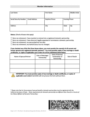 Change of Beneficiary Designation Form