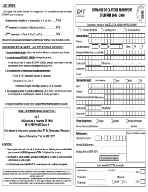 Demande de carte de transport étudiant