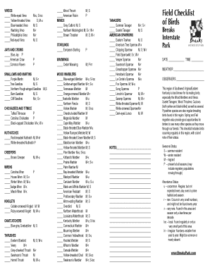 Bird Field Checklist