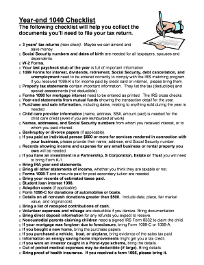 Year-End 1040 Tax Checklist