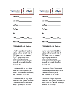 Fitnessgram Activity Questions Form