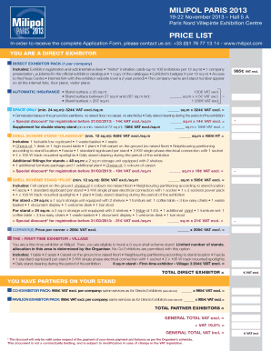 PRICE LIST - Milipol