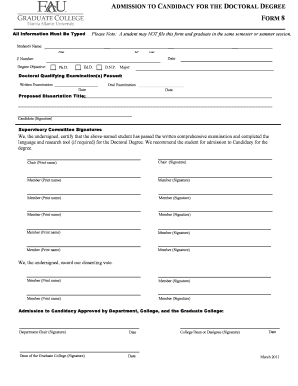 Admission to Candidacy for Doctoral Degree