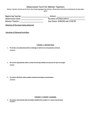 Teacher Observation Form