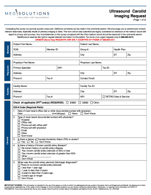 Carotid Ultrasound Imaging Request Form