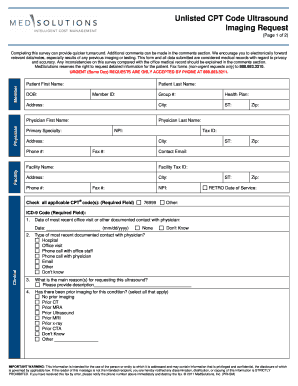 Unlisted CPT Code Ultrasound Imaging Request
