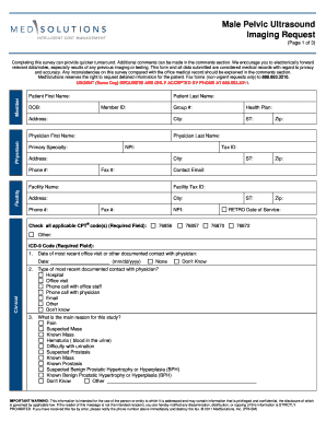 Male Pelvic Ultrasound Imaging Request Form