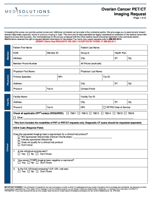 Ovarian Cancer PET/CT Imaging Request