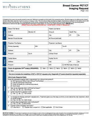 Breast Cancer PET/CT Imaging Request Form