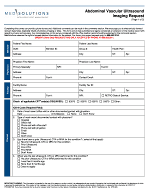 Abdominal Vascular Ultrasound Imaging Request