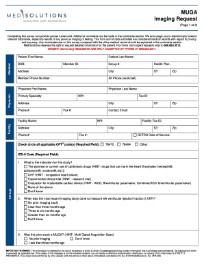 MUGA Imaging Request Form