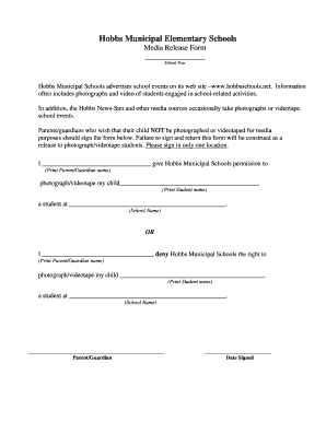 Hobbs Municipal Schools Media Release Form