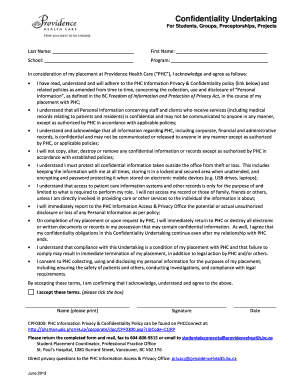 Confidentiality Undertaking for Students