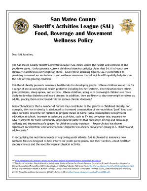 San Mateo County SAL Wellness Policy Agreement