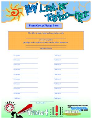 Team Tobacco-Free Pledge Form