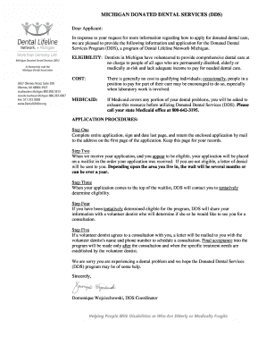Michigan Donated Dental Services Application