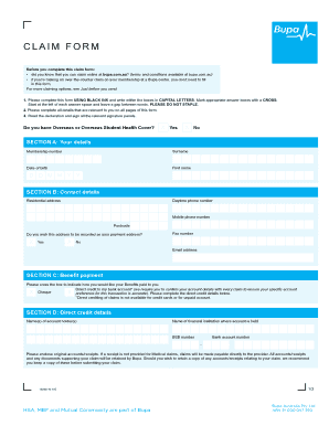 Bupa Health Claim Form