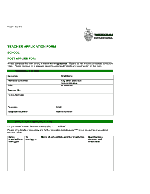 Teacher Application Form