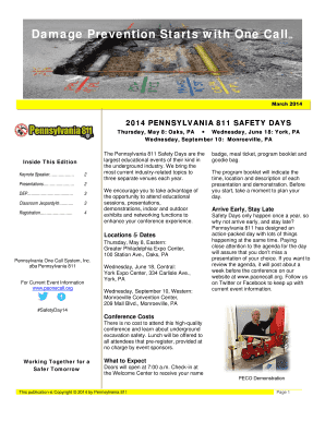 Pennsylvania 811 Safety Days Registration Form